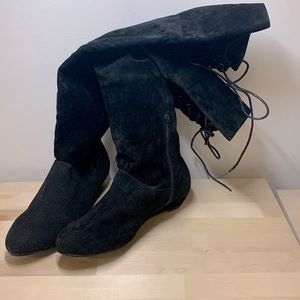 Cushion walk micro wedge over the knee black boot size 7